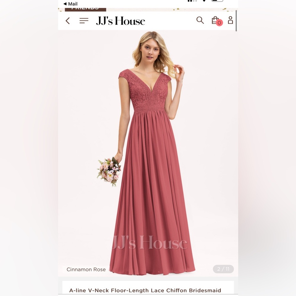 JJ’s House A-Line V-Neck Lace Chiffon Maxi Dress